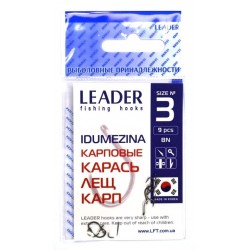 Гачки для риби, №3, Leader Idumezina, 9шт/уп, колір BN